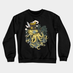 Enigmatic Tinkerer: Steampunk Octopus Crewneck Sweatshirt